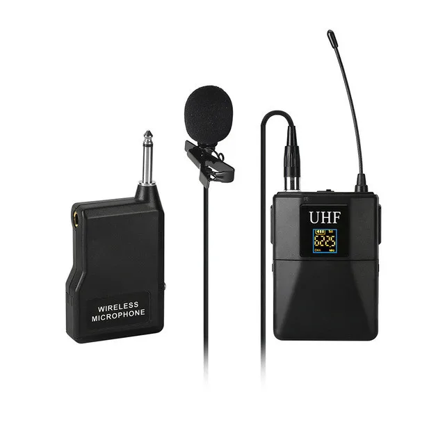 Black Микрофон профессиональный UHF беспроводной микрофон системы петличный нагрудный микрофон приемник+ передатчик для видеокамеры рекордер микрофон - Цвет: Black