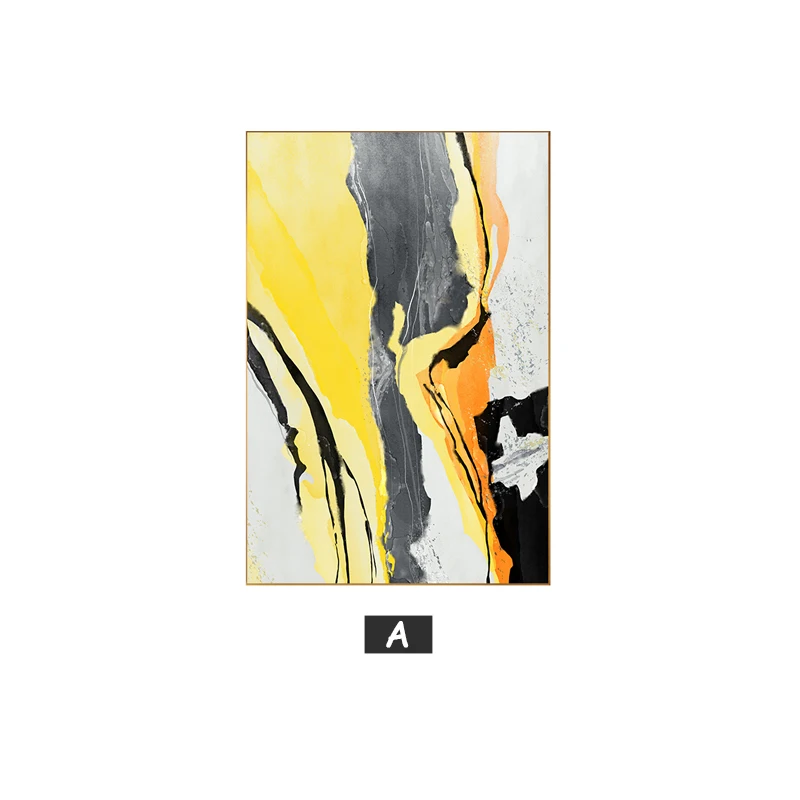 Black yellow Print A Абстрактная черная, желтая живопись, желтый плакат, принт, большой размер, настенное искусство для гостиной, современный стол, HD, Куадрос, салон, Decoracion - Цвет: Black yellow Print A