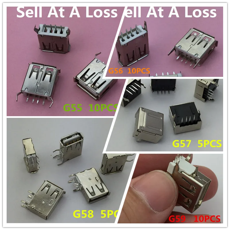

40PCS/lot 5 Kinds USB 2.0 A Type Socket Connector For Data Transmission Charging High Quality Sell At A Loss YT2067