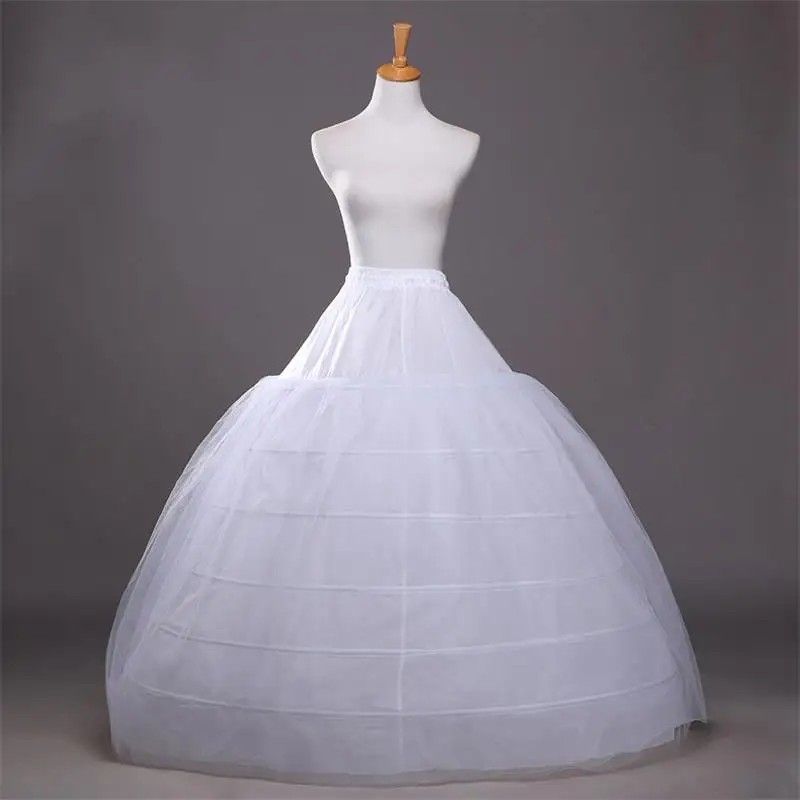 

WHITE CRINOLINE 6-HOOP WEDDING BRIDAL PROMS PARTY BIG PETTICOAT UNDERSKIRT SLIPS