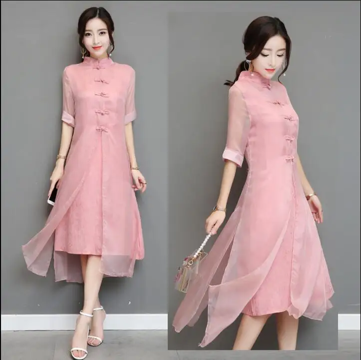 Новое китайское традиционное летнее платье Ao Dai Cheongsam из Вьетнама|Чонсамы| |