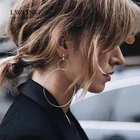 Большие двойные серьги LWONG в уличном стиле, модные геометрические ювелирные изделия 2017, серебряные двойные круглые серьги для женщин