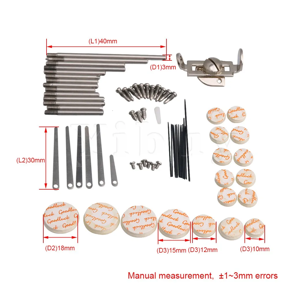 

Yibuy Clarinet Repair Kit Reed Top Screw Finger Support Key Shaft Top Screw Reed Pin Wind Type A Musical Instrument Accessory