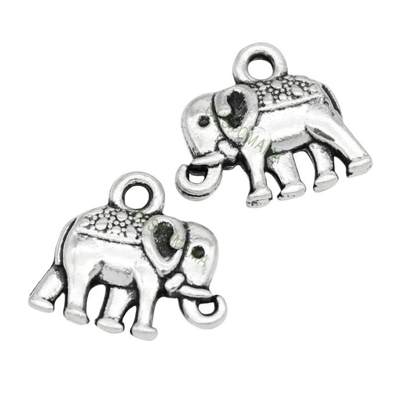 80pcs античное серебро 2 сторонних крошечных слона Подвески 13x12мм|elephant charm|tiny elephant