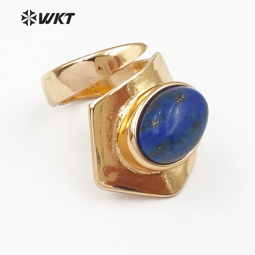 

WT-R309 Wholesale Fashion Custom beautiful Natural lapis Rings Noble and generous and Colorful with Gold Trim for women jewelry