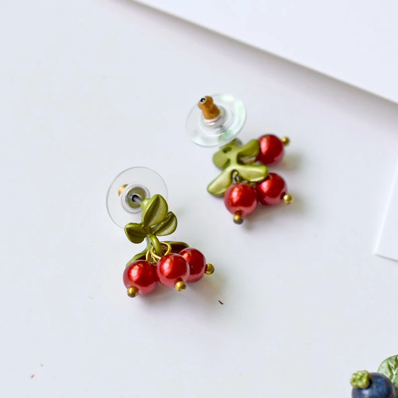 Модные серьги из клюквы женские с красным пресноводным жемчугом Свадебные