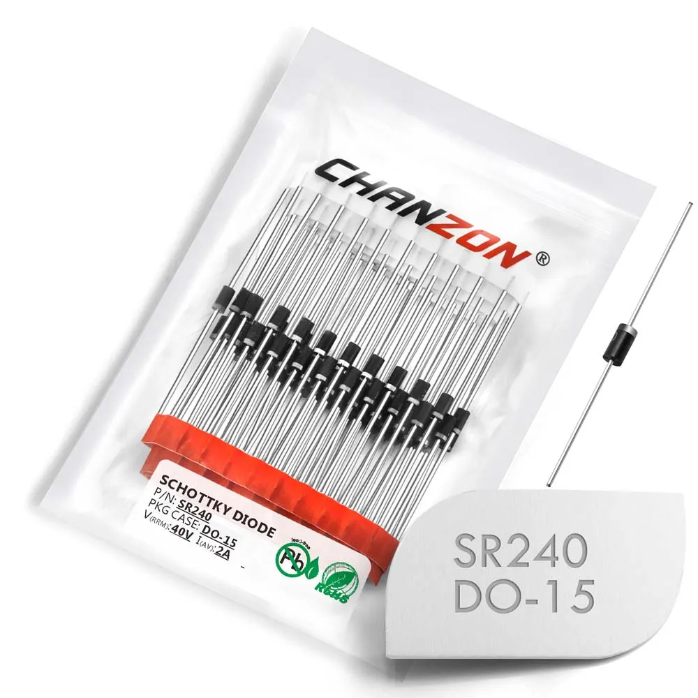 100 шт. SR240 SB240 выпрямительные диоды Schottky 2A 40 V DO-15 DO-204AC Axial 2 Amp 40 Volt SR 240