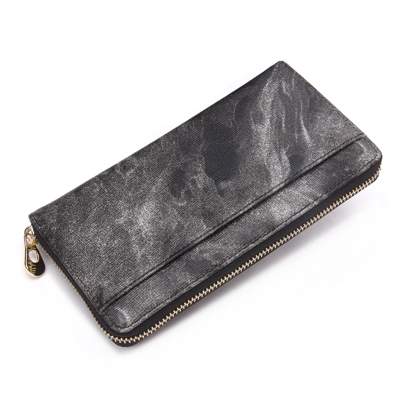 Модный женский кошелек из натуральной кожи Длинный на молнии для мобильного