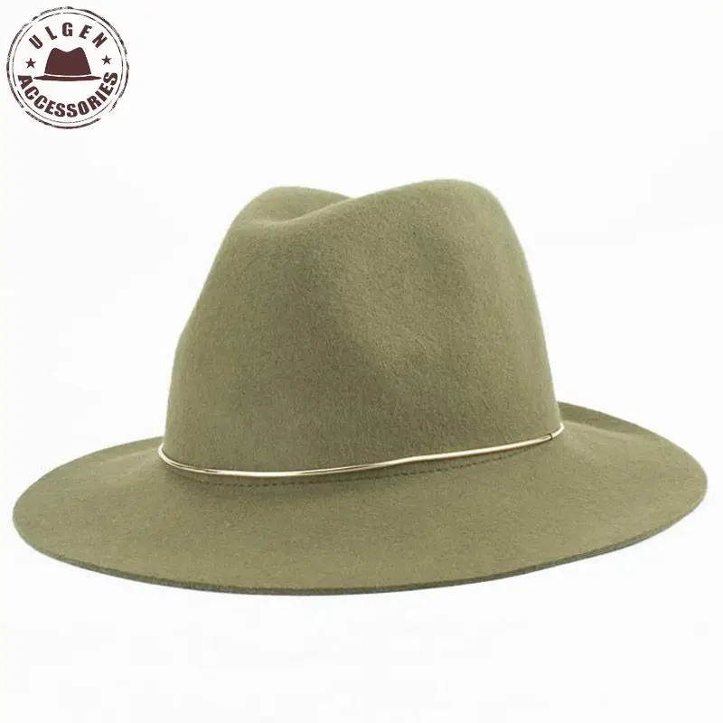 Новая модная женская шляпа fedora светильник цвет 100% шерсть широкие поля для женщин