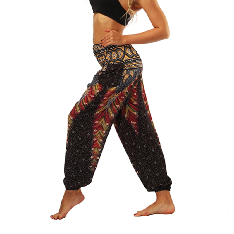 

Women Yoga Pant Fitness Trouser Pocket Sport Bottom India Style Palazzo Dot Vintage Bloomers Dance Loose Travel Beach Hare Pant