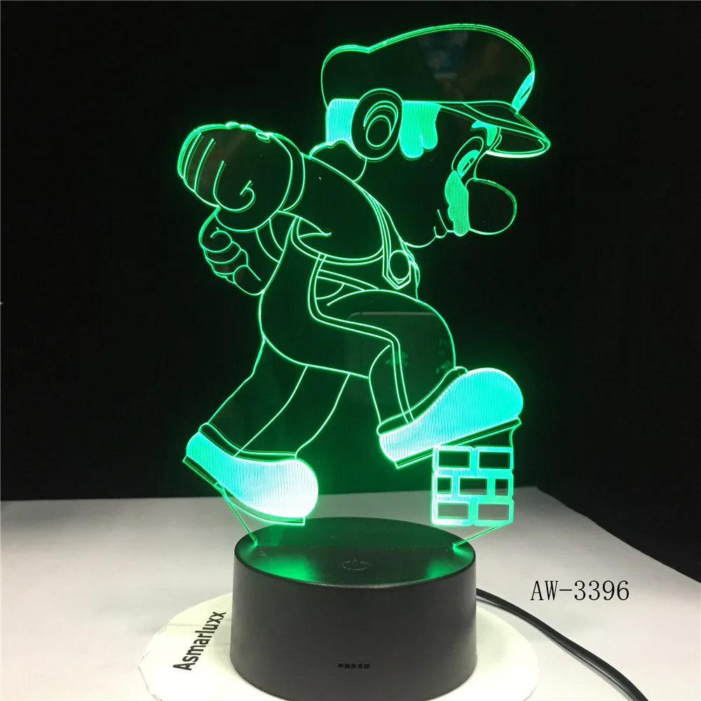 3D 3396 Классическая мультяшная игровая фигурка Супер Марио светодиодная USB лампа