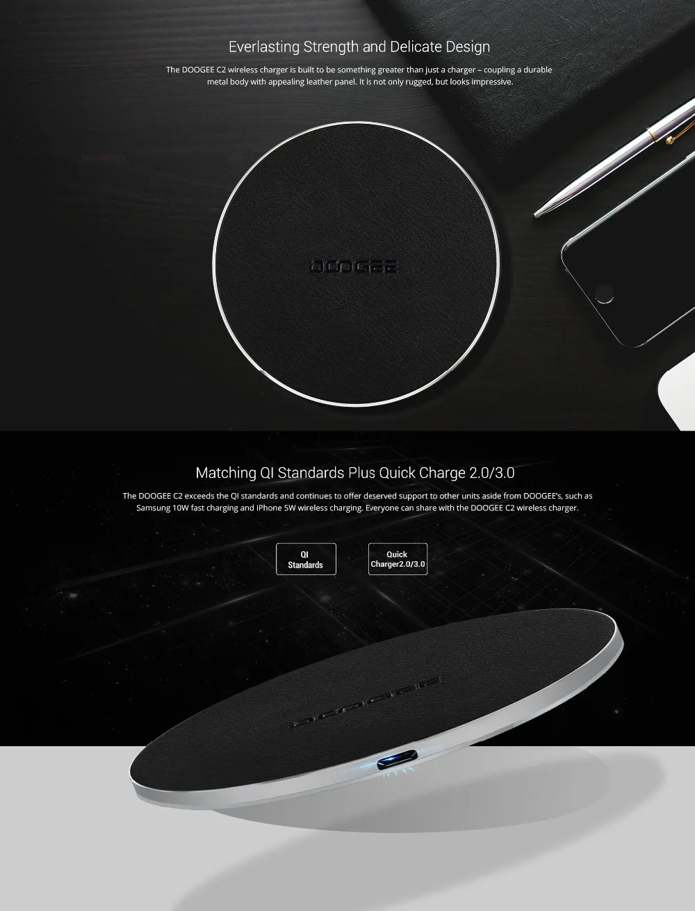 Беспроводное зарядное устройство Doogee C2 5 В/2 А 9 В/1 67 кожаное портативное для S90 BL9000
