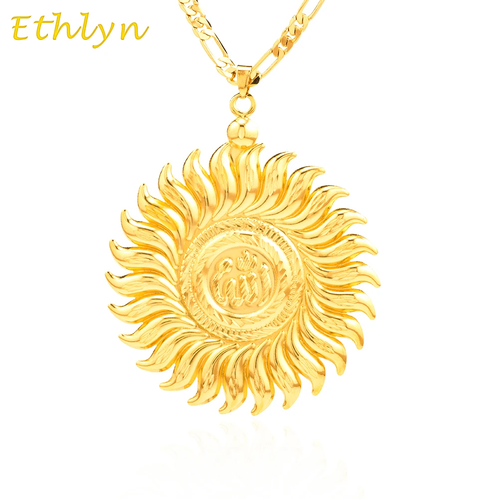 Брендовая Новинка большое ожерелье Ethlyn подвеска Аллах золотого цвета ювелирные