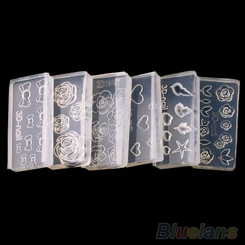 

6pcs Different Style Cute Design 3D nail stickers Acrylic Mold for DIY Nail Art Decoration 02EX 45B8