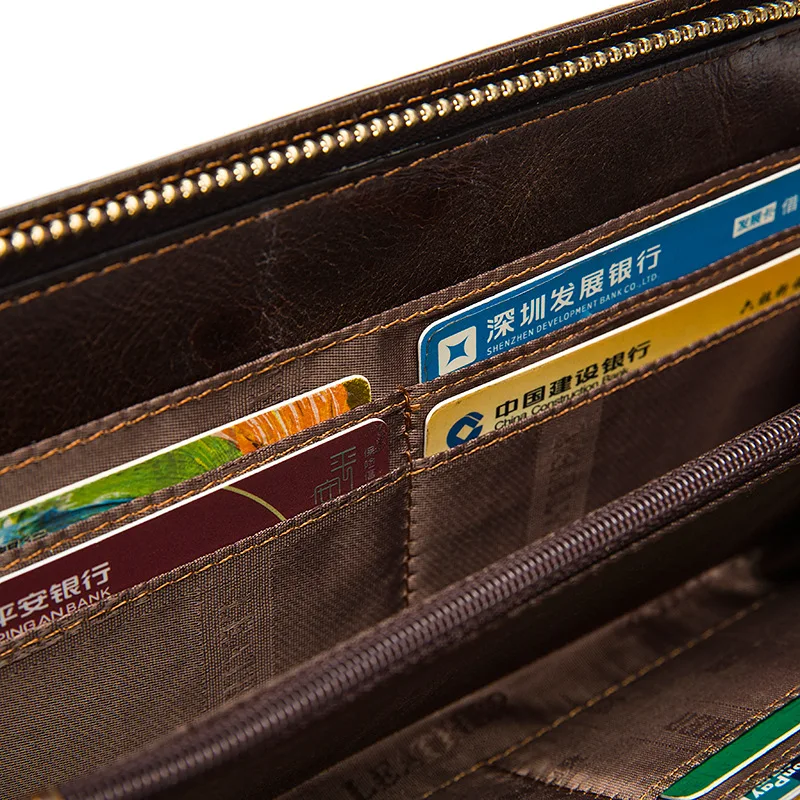2017 Топ Натуральной Кожи мужская С Длинным Бумажник Большой Емкости Мульти Карта