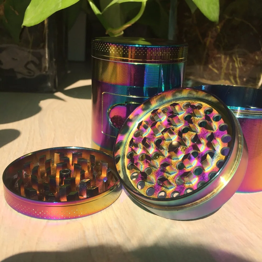 4layers55mm цинковый Металл Радужная специя табачная травяная мясорубка для