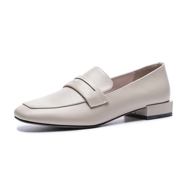 nude loafers Новинка года; женские лоферы из натуральной кожи; весенние модельные туфли на плоской подошве; женские лоферы без шнуровки телесного цвета; черные туфли на толстой подошве; большие размеры 34-43 - Цвет: nude loafers