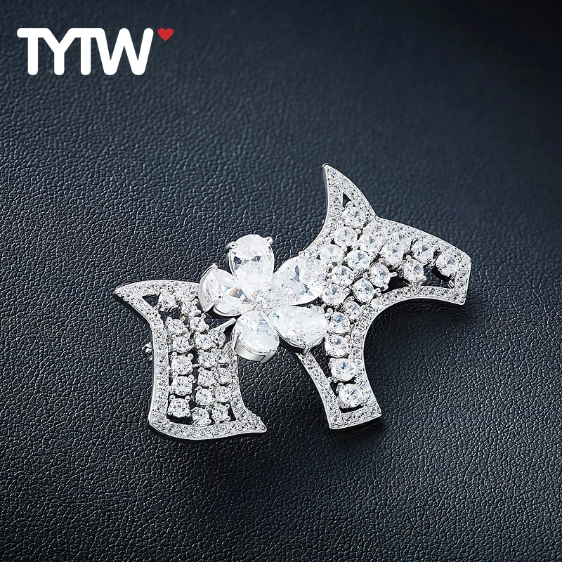 TYTW Classic Fashion Copper Zircon Small Horse Pins Metal Scarf Brooch For Women Banquet Wedding Party Accessories Jewelry | Украшения и