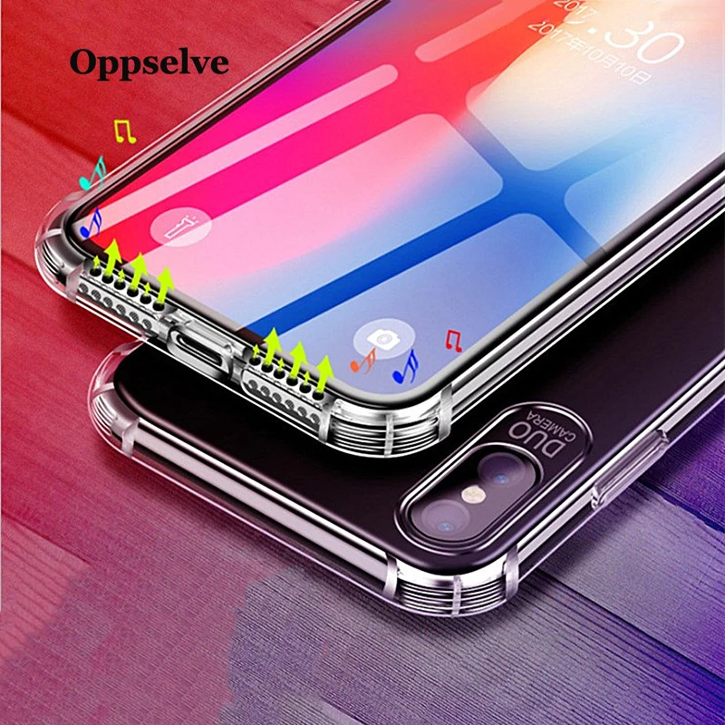 

Luxury Shockproof Bumper Transparent Silicone Phone Case For iPhone X XS XR XS Max 8 7 6 S Plus Clear Protection Back Cover Capa