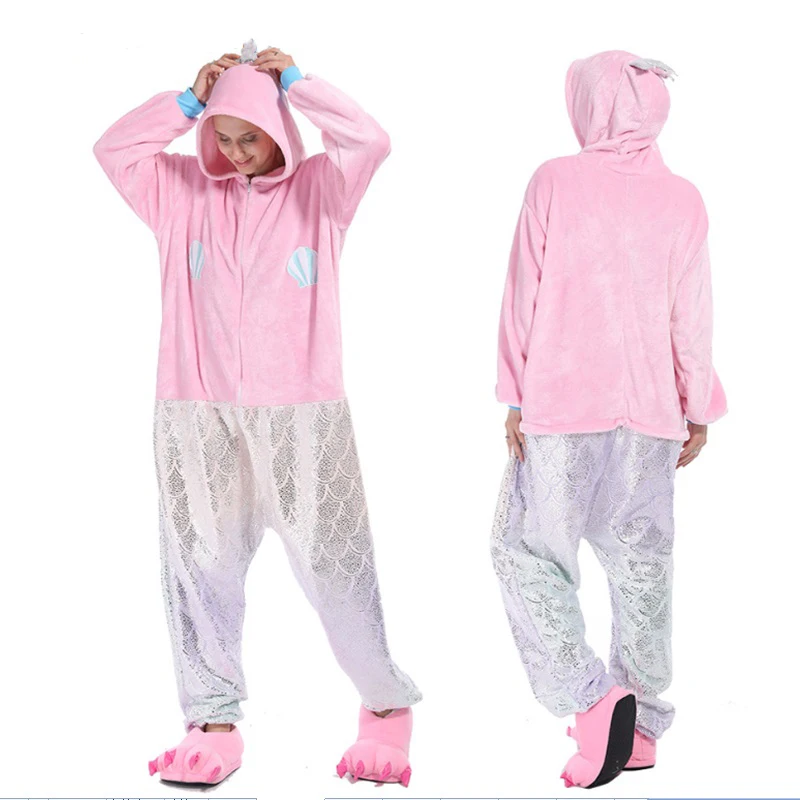 Kigurumi Onesies Cosplay men women animal Mermaid pajamas Halloween costumes dance Party hoodies carnival | Тематическая одежда и