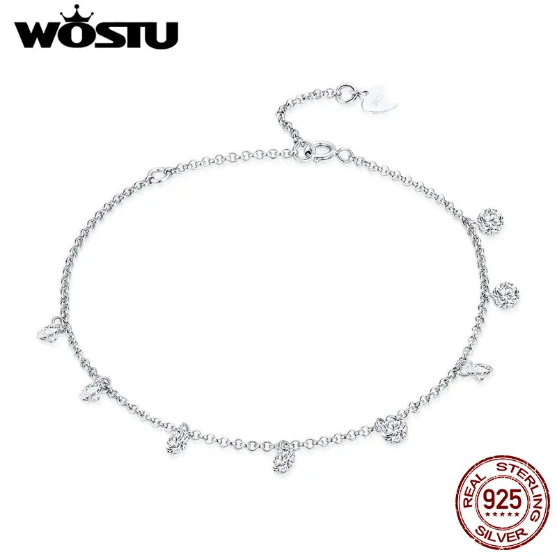 Женский браслет WOSTU из серебра 925 пробы с регулируемой цепочкой|Гибкие и жесткие