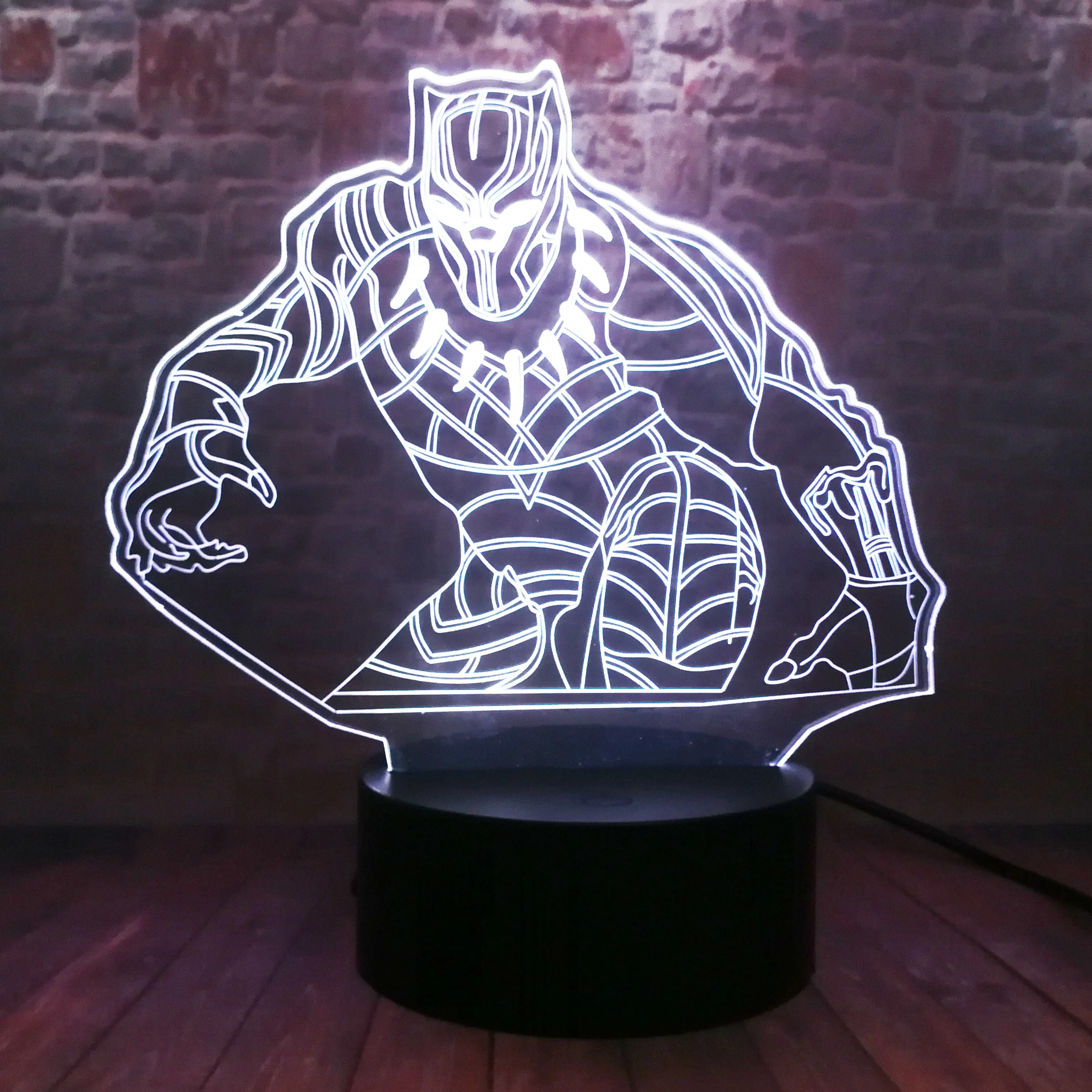 Мстители конец игры Черная пантера фигуры 3D иллюзия Ночной светильник