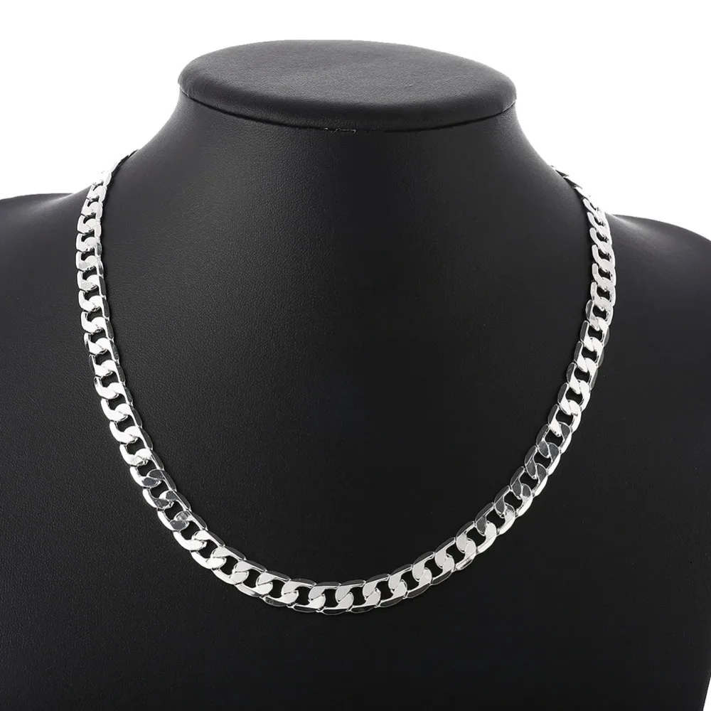 8 MM 20 inch silver colour Chain Men's Chains Necklace 925 Fashion silver-plated necklace Gift Free Shipping | Украшения и