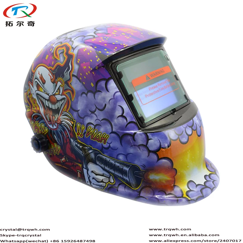 trqwh 92*45mm Grinding Monster Shooting Purple Auto Darkening Solar Li Battery Head Protective Welding Helmet TRQ-HD03-2233DE |