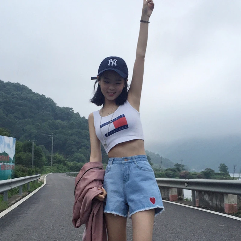 2018 новые женские летние шорты с милой вышивкой сердца джинсовые короткие высокой