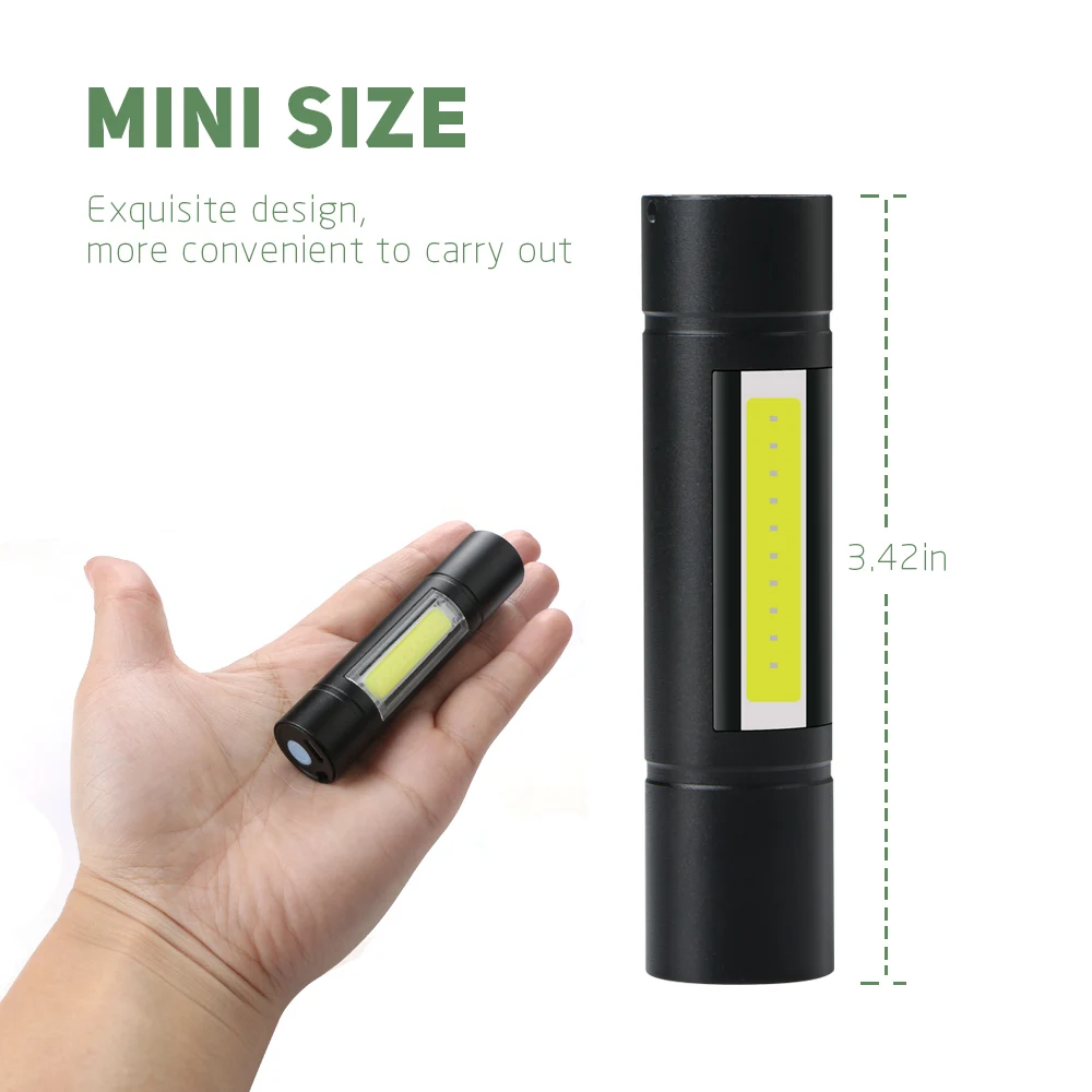 Мини зум светодиодный фонарик для COB кемпинга лампа USB Перезаряжаемый рабочий