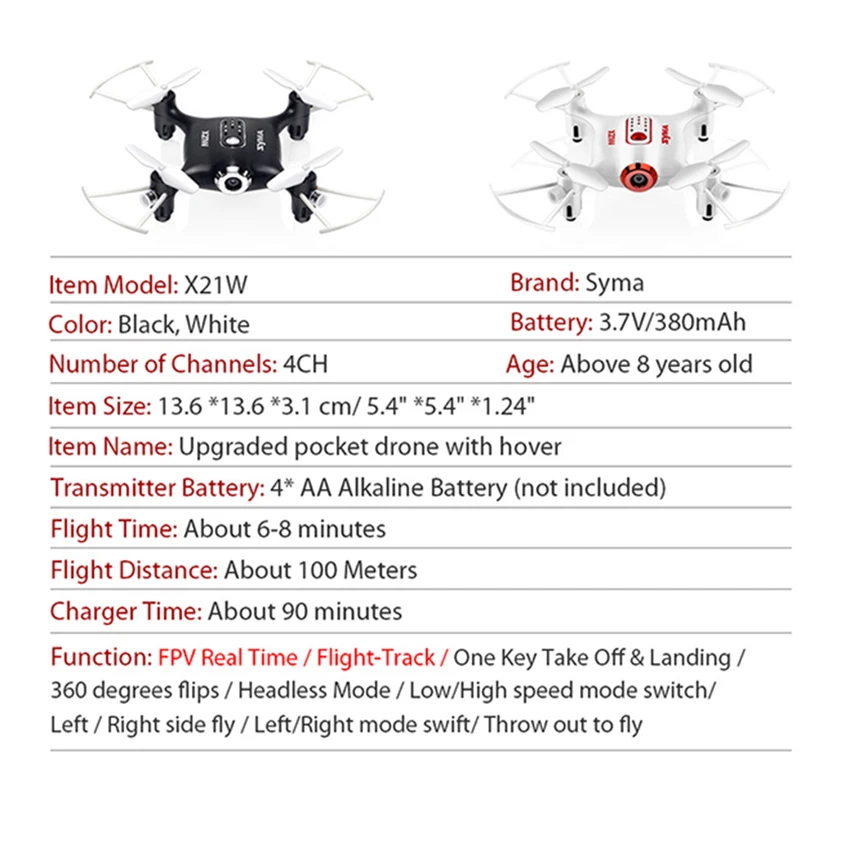 Мини Дрон X21/X21W с камерой Wi Fi FPV 720 P HD 2 4 ГГц канала 6 осевой Радиоуправляемый