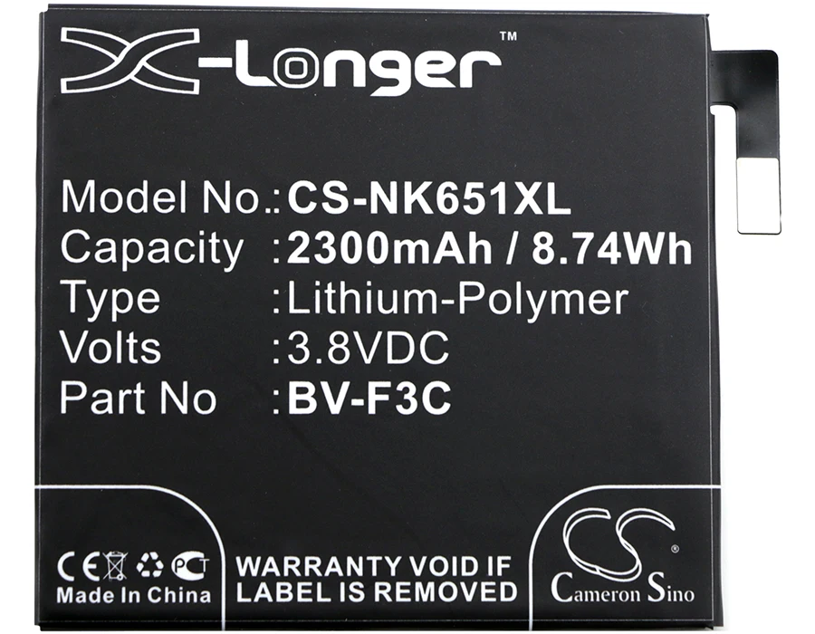 

Cameron Sino 2300mAh Battery BV-F3C for Nokia/Microsoft Lumia 650XL