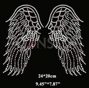 

6pcs/Lot Shiny angel wings pattern hotfix rhinestones heat transfer design iron on motifs patches,rhinestone applique(ss-1934)