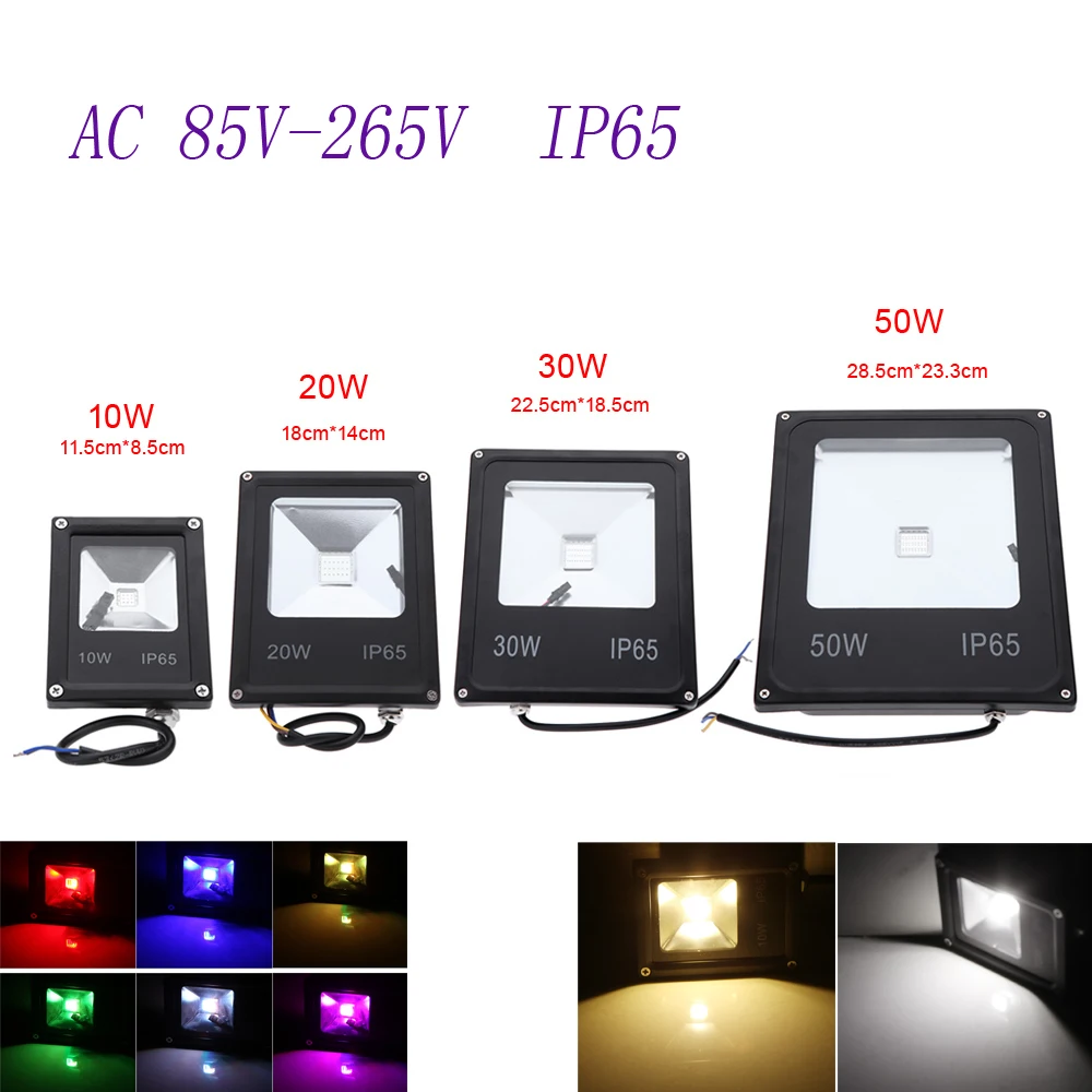 10pcs Floodlight Led Light 10W 20W 30W 50W RGB Led Spot Flood Light 16 Colors IP65 Waterproof Led Lamp Reflector Lamp Spotlight