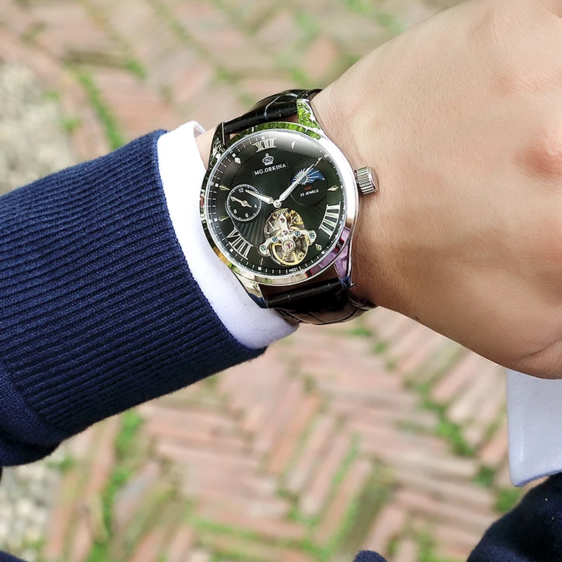 ORKINA качество Tourbillon для мужчин смотреть Автоматическая Чайка дизель часы человек световой водонепроница механические часы стимпанк