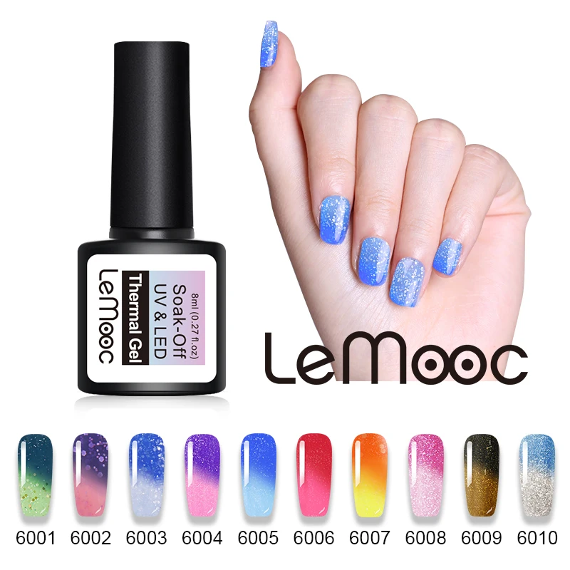 Lemooc 8 мл Снежинка термический гель полировка для ногтей Nail Лаки Температура Цвет