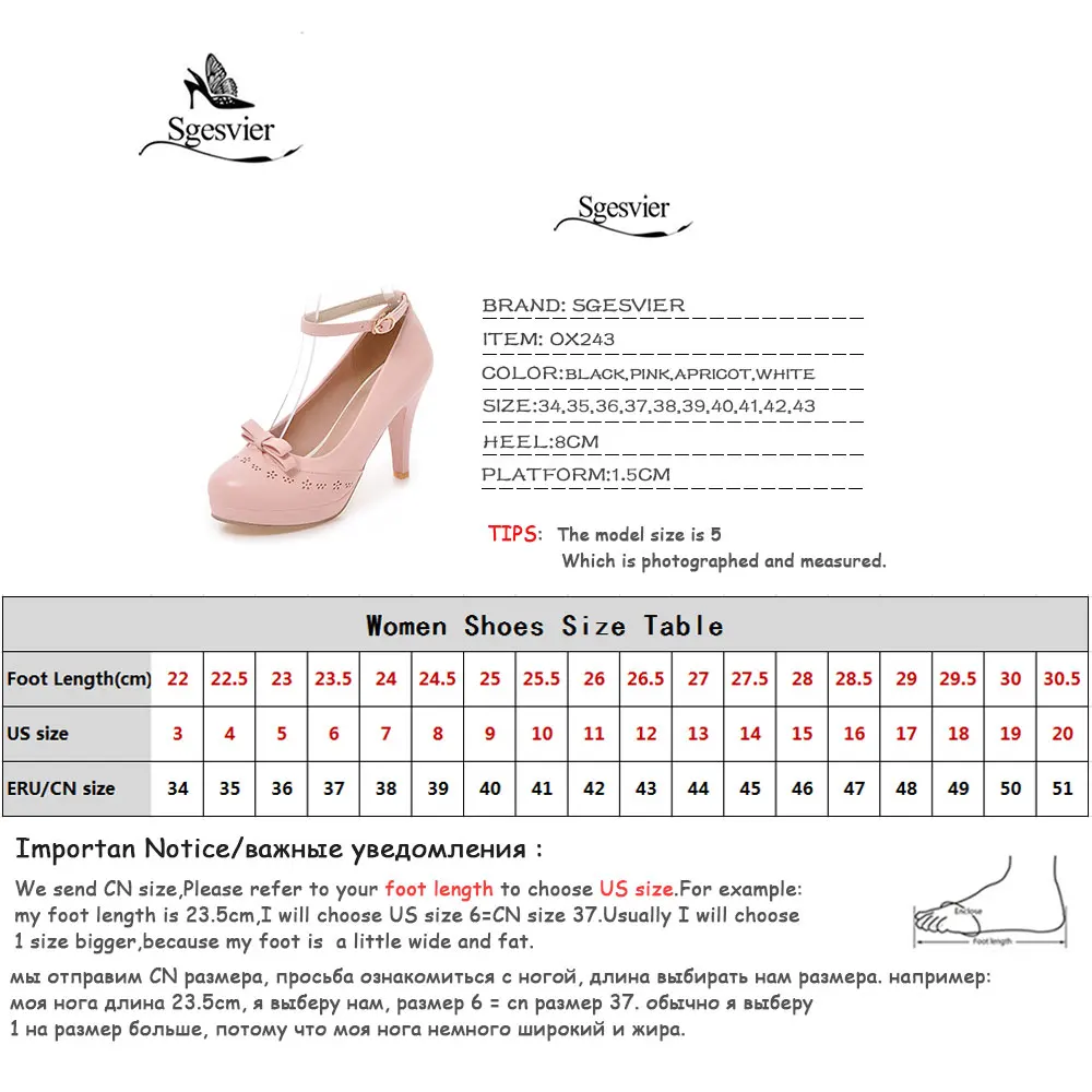 

SGESVIER Women's Shoes Sexy Platform Round Toe Ankle Straps Thin Heels High Heels Shoes Women Pumps Bowtie Party Shoes OX243