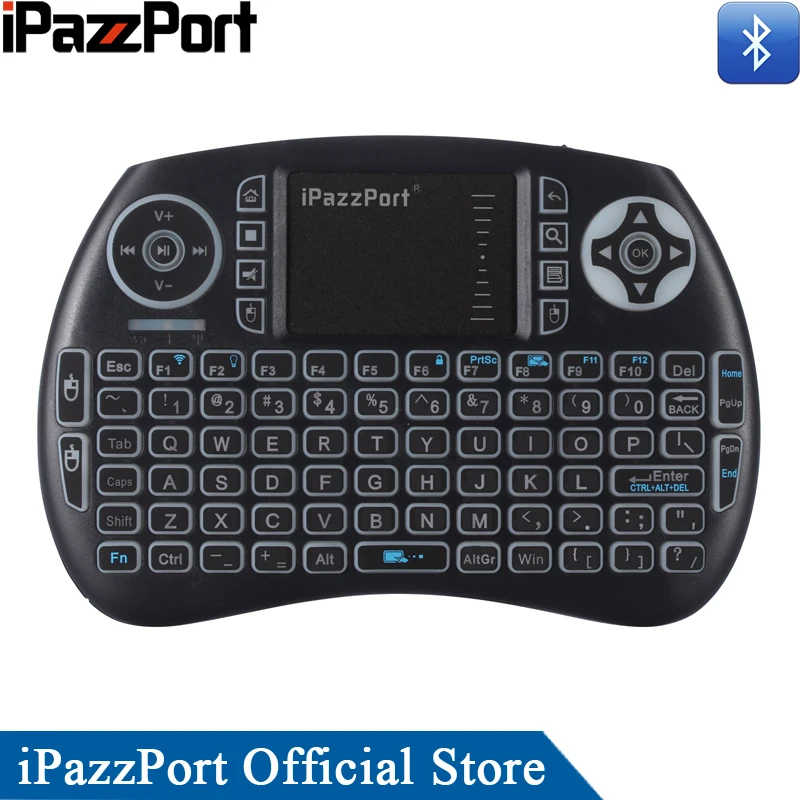 IPazzPort подсветка Bluetooth мини беспроводной клавиатура Air мышь с тачпадом для
