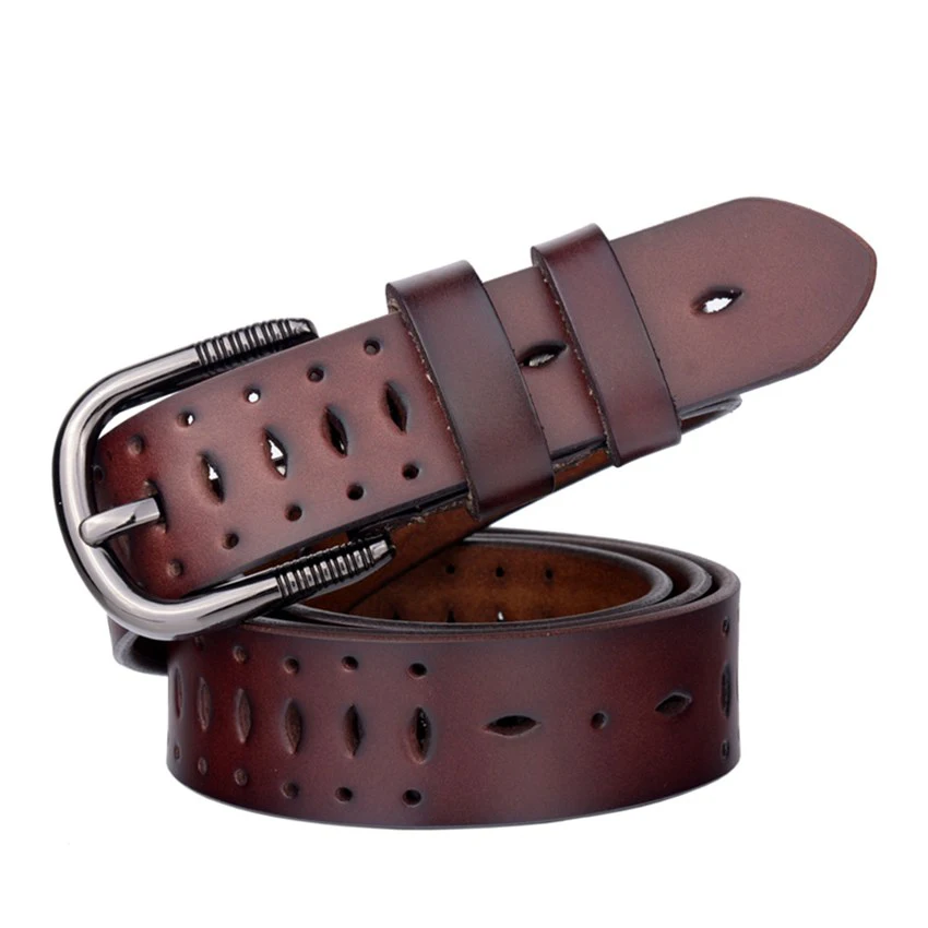 Женский широкий ремень из натуральной кожи роскошный джинсовый без сверления