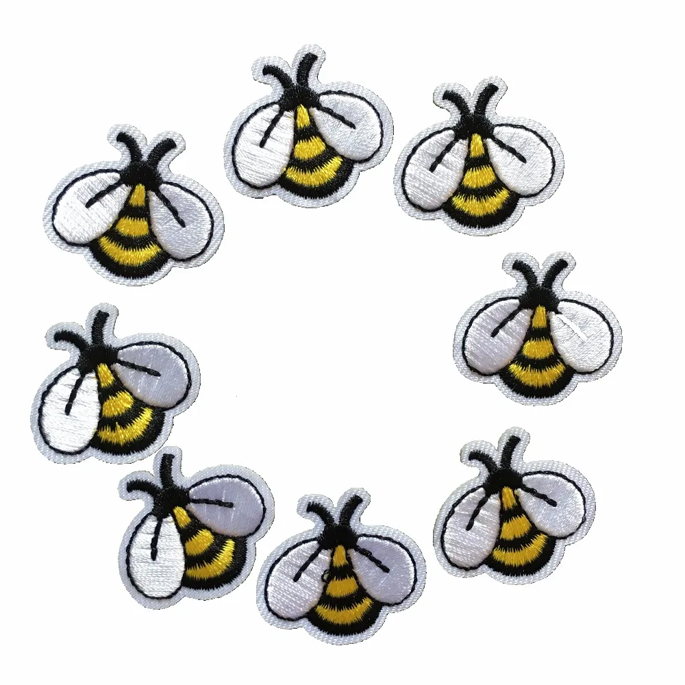 

10 Pcs/lot Small Bee Embroidered Patch Design DIY Animals Badge Clothes Accessory Iron on Decoration Applique Embroidery Patches
