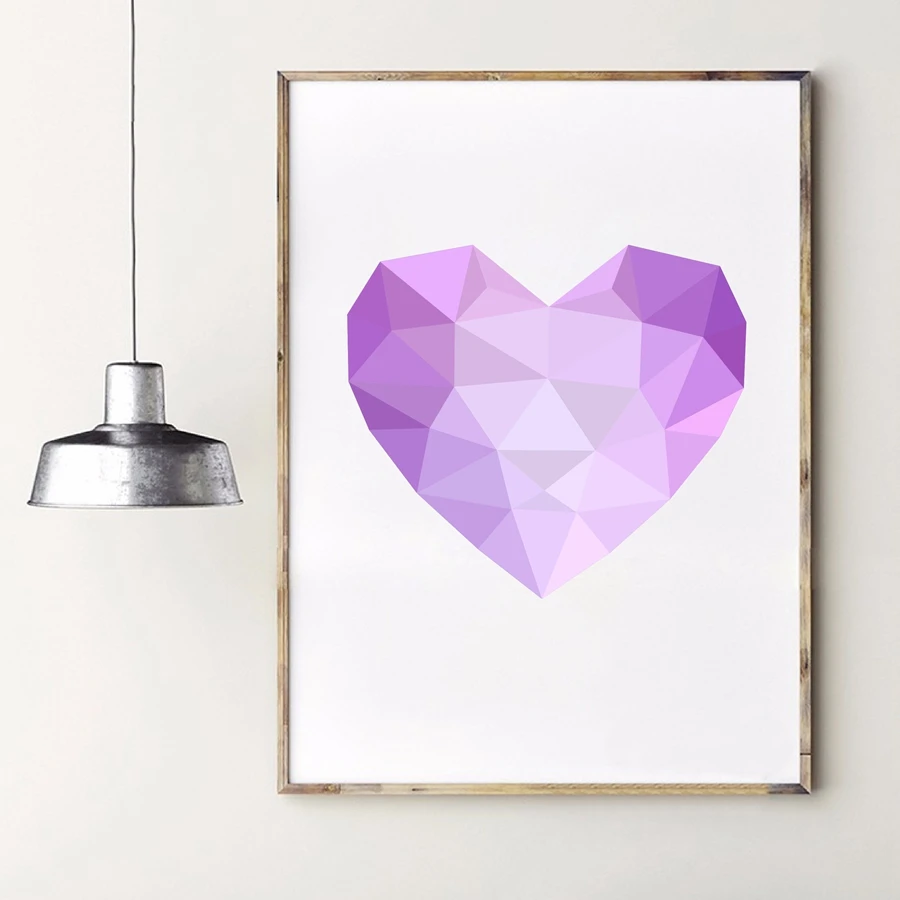 Геометрическая форма сердца алмазная любовь холст Художественная печать постер