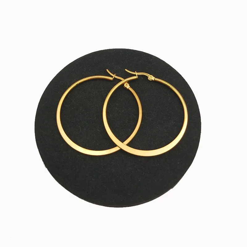 Круглые золотые серьги-кольца из нержавеющей стали 316 размер 40 мм 70 вакуумное