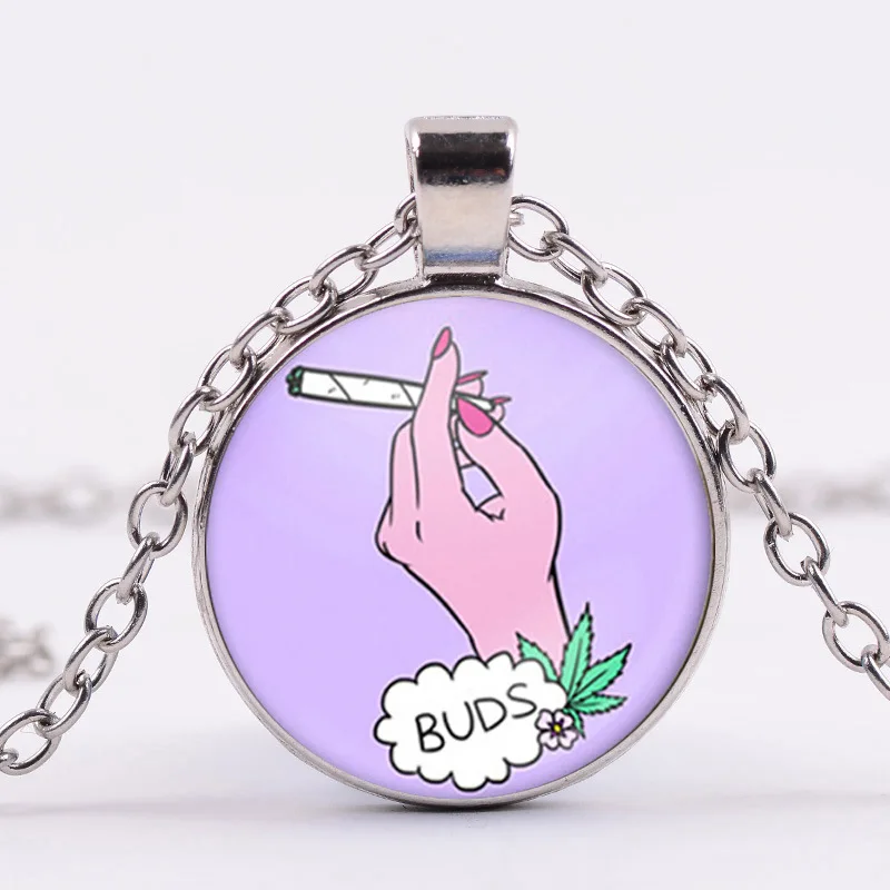 Новый Smoke Weed Цепочки и ожерелья почки Jewelry кулон Стекло Фото Кулон
