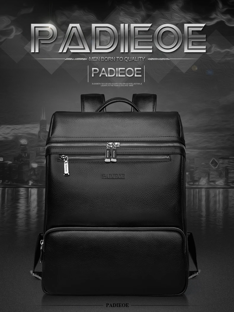 Padieoe Mochila Escolar мужской рюкзак для ноутбука из натуральной кожи подростковые школьные сумки 14 дюймов сумки для ноутбука мужские дорожные рюкзаки