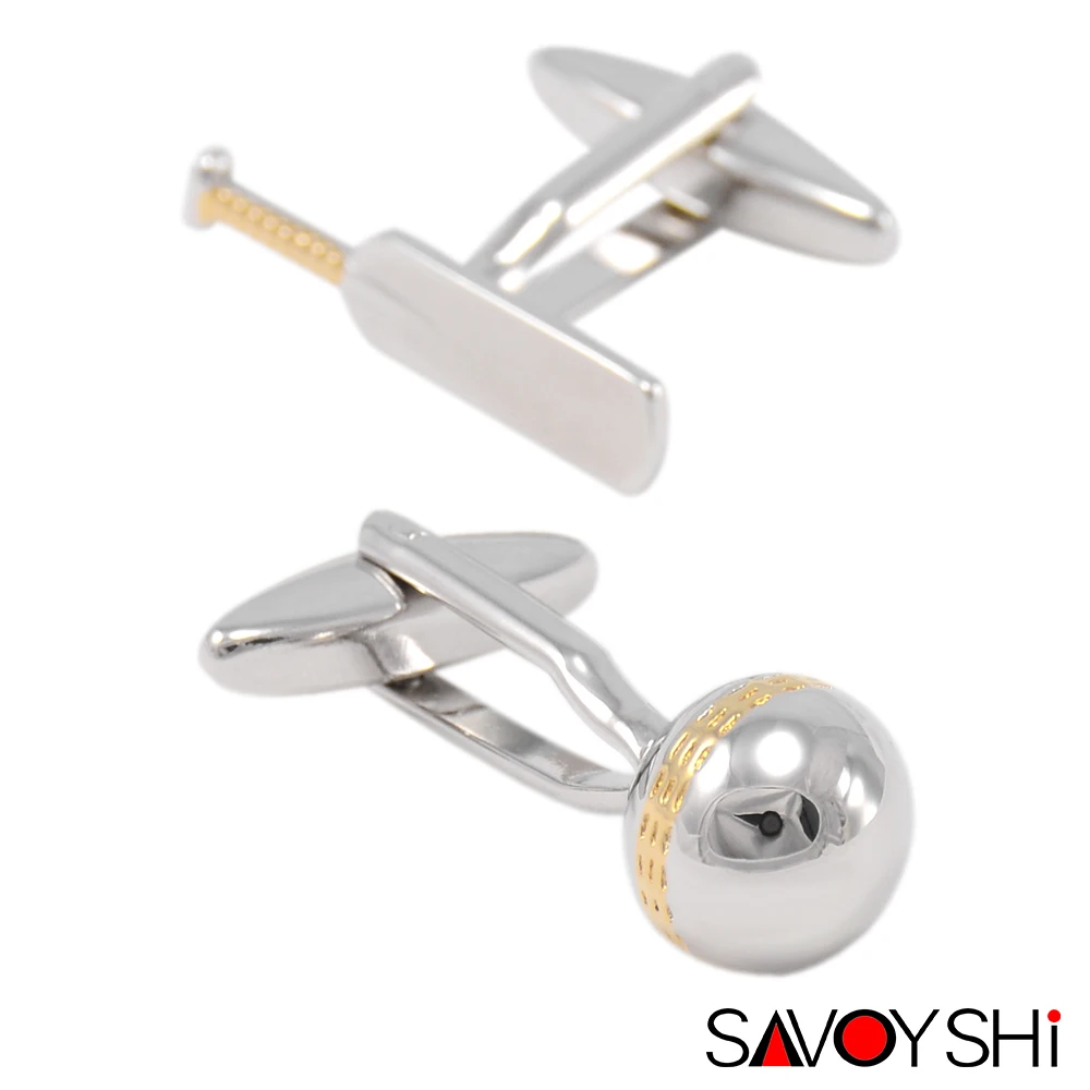 SAVOYSHI модные 3D запонки в форме принадлежностей для крикета для мужчин s брендовая рубашка запонки высокого качества Серебряные Спортивные Запонки мужские ювелирные изделия Gemelos - Окраска металла: Cufflinks