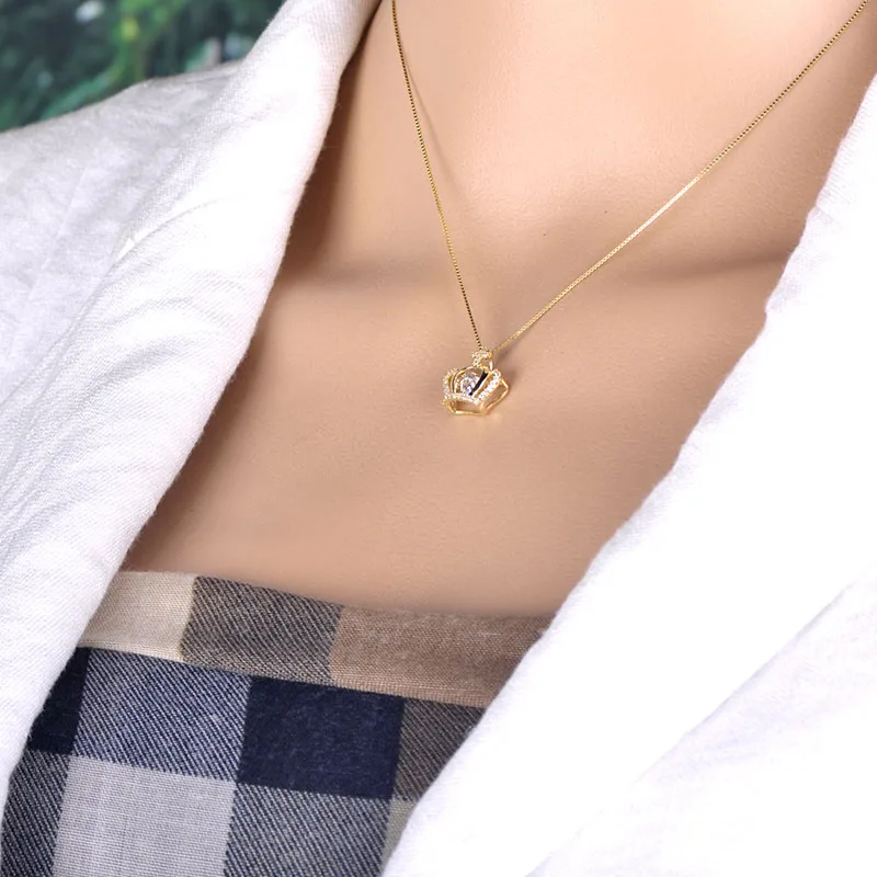 

Madrry Splendid Cross Crown Shape Silver Necklace Smart Dancing CZ Zircon Small Pendants Women Girls Gifts Necklace Jewelry