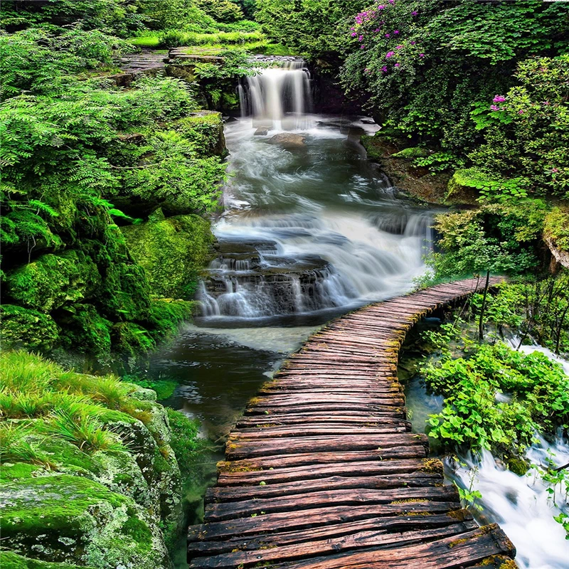 Самоклеящиеся декоративные бумажные обои beibehang для пола скальный водопад