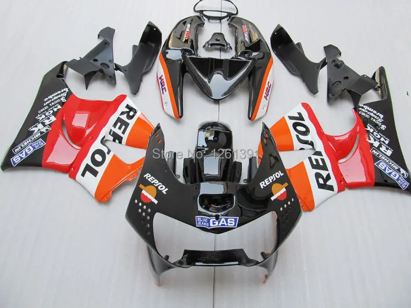 

orange red black Fairings for HONDA CBR900RR 919 98 99 CBR 900RR 1998 1999 CBR919 1998 1999 REPSOL fairing parts #S766