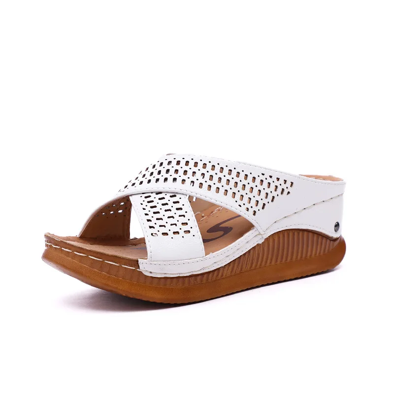 

Women Wedge Slipper Rome Platform Hollowing Casual Comfortable Summer Women Mother Peep Toe Soft Shoes tyu789