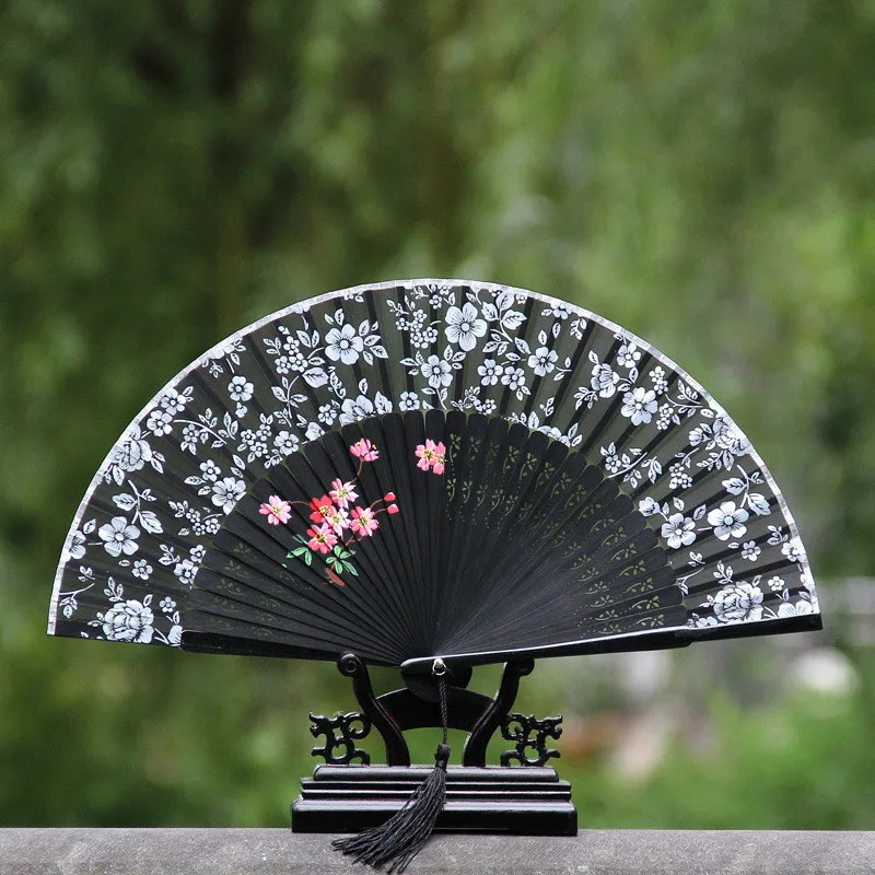 Высокое качество китайский стиль ручная роспись складной веер принт женский